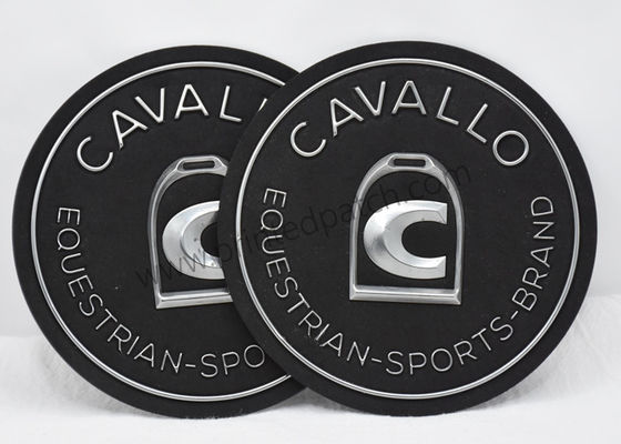 แพทช์นูน TPU สีเงิน 2 มม. OEKO Black 3D Suede Label